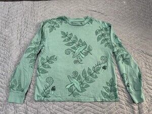 Disney Women’s Alice in Wonderland Green Floral Long Sleeve Shirt Size XS
